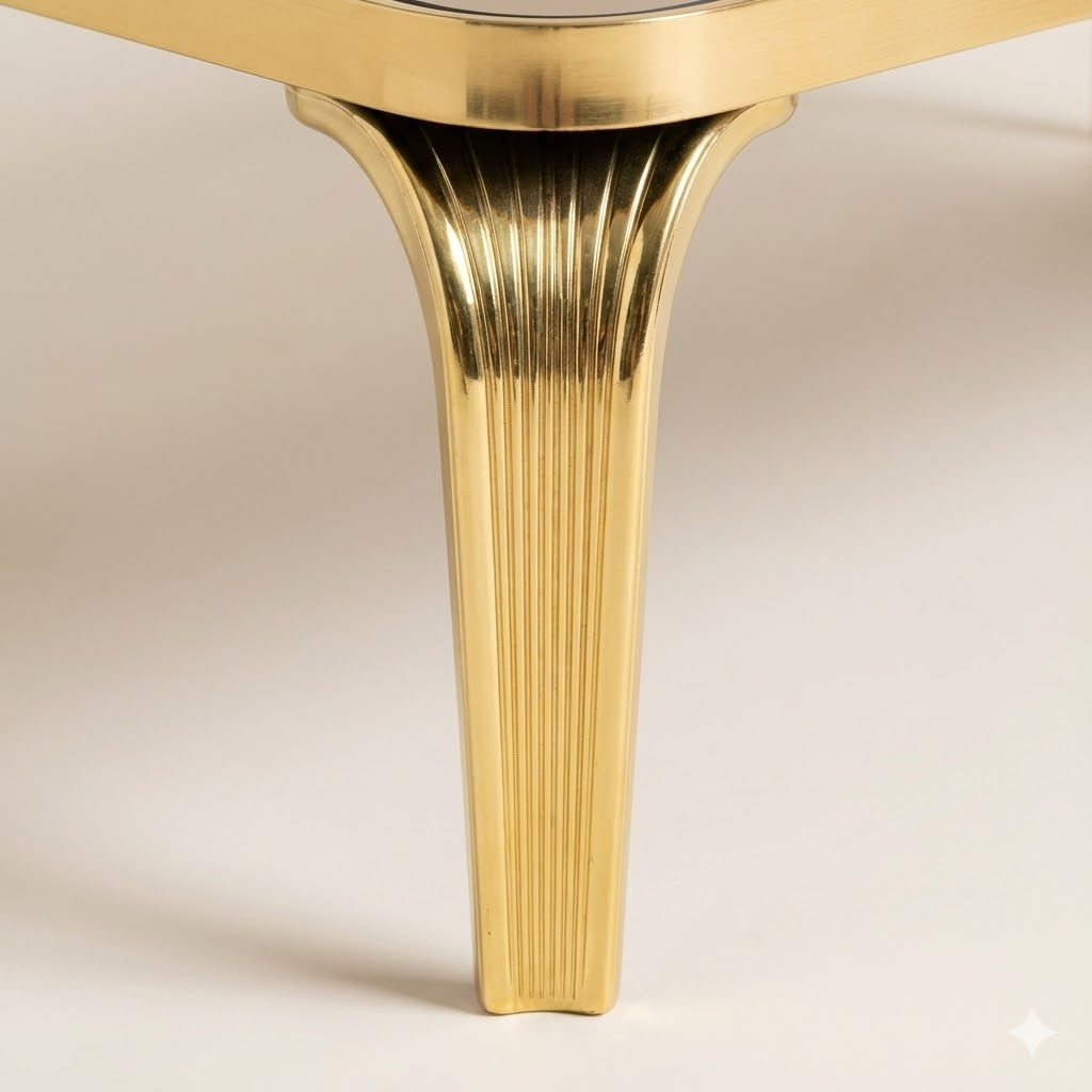 Mesa de TV con chimenea digital - NEGRO Y DORADO