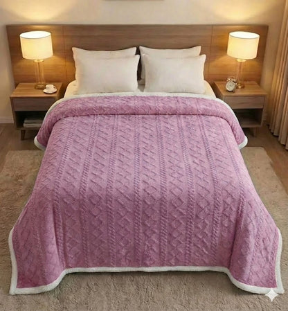 Manta Cama de Borrego 210x230 cm – Manta Doble Cara Franela y Sherpa, 100% Poliéster, Súper Suave y Muy Caliente para Invierno