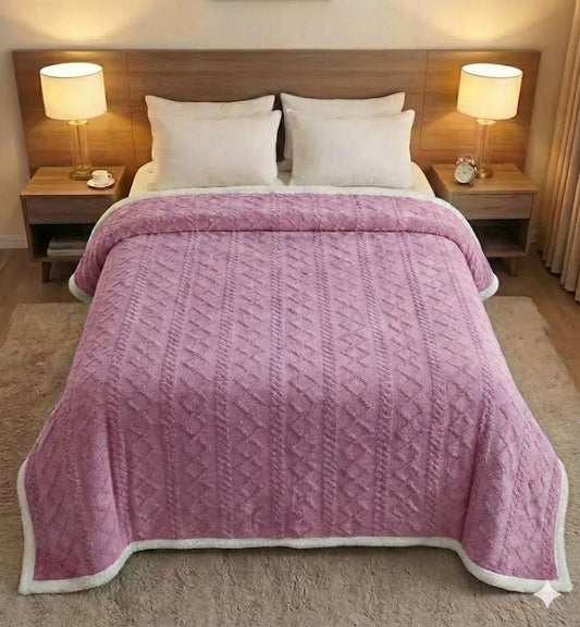 Manta Cama de Borrego 210x230 cm – Manta Doble Cara Franela y Sherpa, 100% Poliéster, Súper Suave y Muy Caliente para Invierno