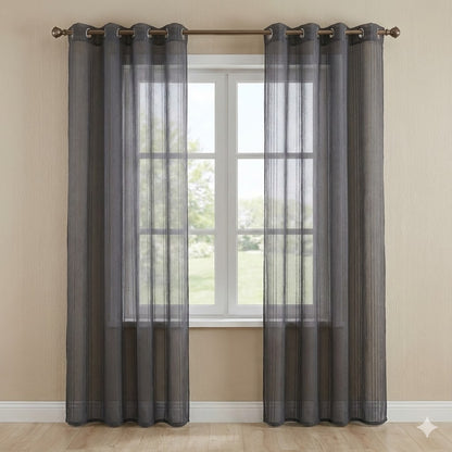CORTINA VISILLO  MODELO RUFFLE 140 X 240 CM - COLOR GRIS (ANILLAS) – GÉRARD PASQUIER