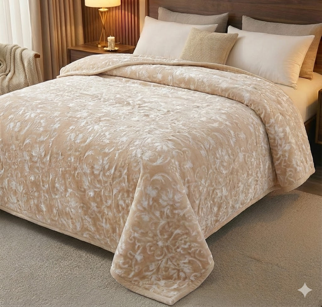 🛏️✨ Manta de Luxo Super Macia HOME Deluxe 220x240 cm – 5,65 kg – 100% Poliéster – Gramagem 1.070 g/m² – COR CREME