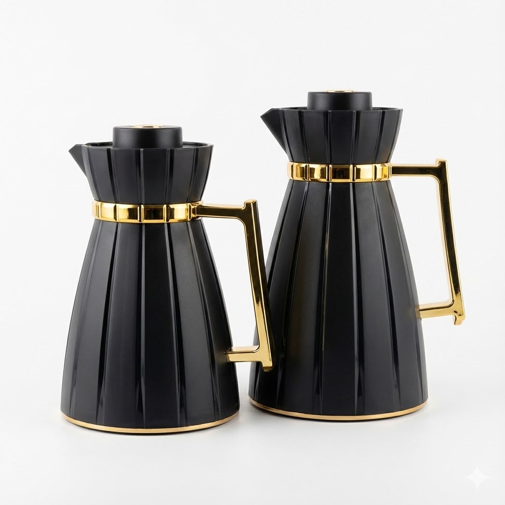 Set de 2 termos tipo jarra (Negro + Dorado) ✨