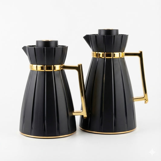 Set de 2 termos tipo jarra (Negro + Dorado) ✨