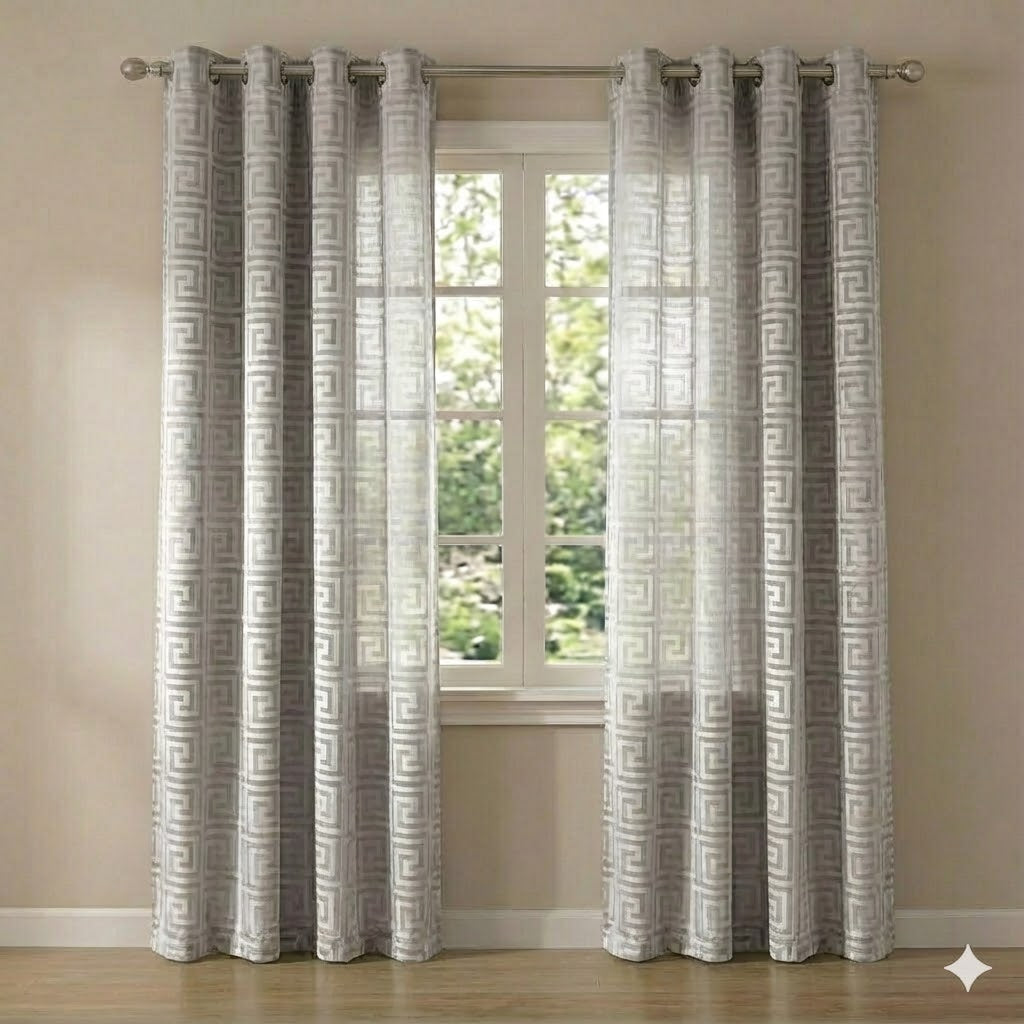 CORTINA MODELO VERSACE TRANSLÚCIDO 140 X 260 CM - COLOR GRIS