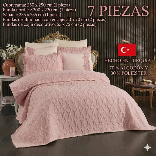 Conjunto de Cama Cher – Elegância e Estilo para o Seu Quarto - Rosa Pastel