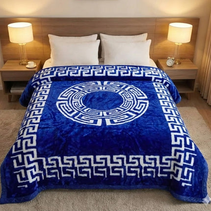Manta Royal Esquimós 200 x 240 cm – 4 kg | Alta Qualidade, Super Macia e Quente – 100% Poliéster - AZUL