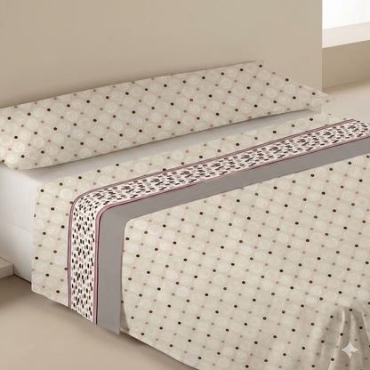 2) Juego de Sábanas Coralina 3 Piezas Círculos Gris | Invierno Térmico | 100% Poliéster