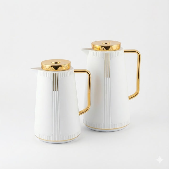 Set of 2 thermos jugs (White + Gold lid) ✨ 