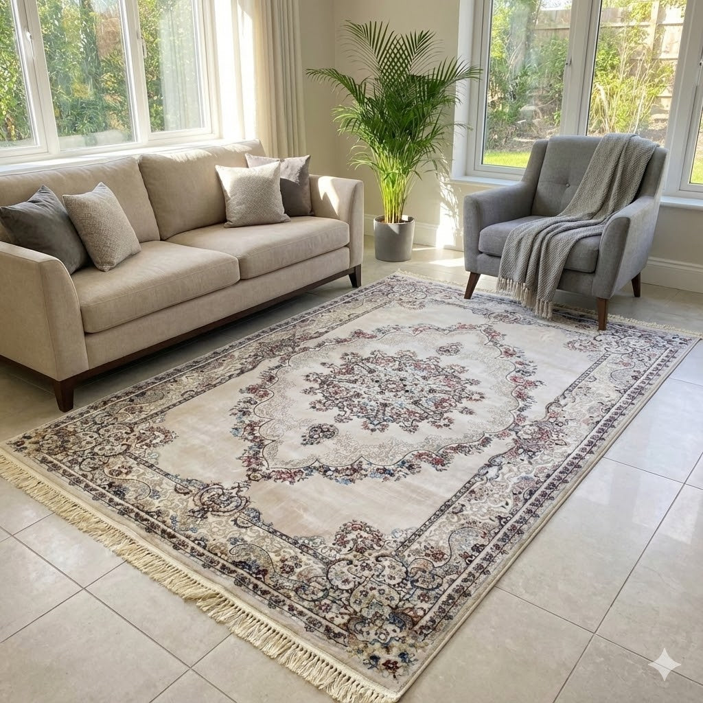 Alfombra Diseño Turca Beig con Detalles en Beig – Tono Neutro y Elegante