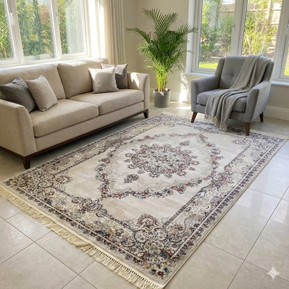 Alfombra Diseño Turca Beig con Detalles en Beig – Tono Neutro y Elegante