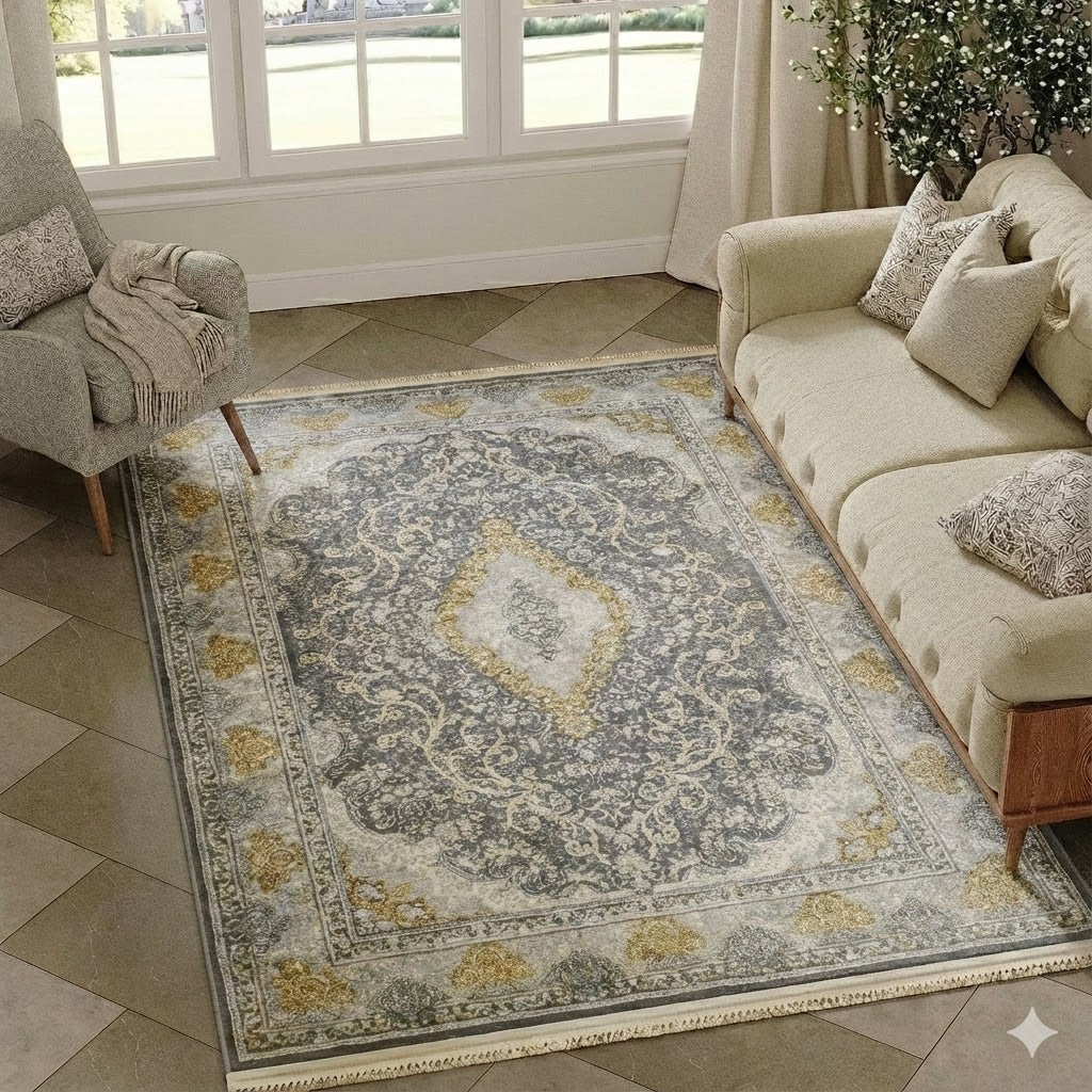 Alfombra Diseño Arabia Gris con Detalles en Gris – Elegancia Moderna Inspirada en Arabia