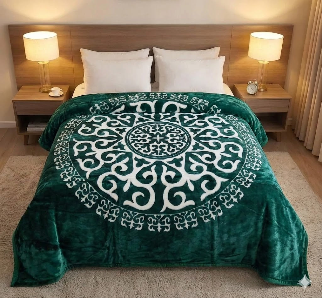 Manta Royal Eskimos 200 x 240 cm – 4 kg | Alta Calidad, Súper Suave y Cálida – 100% Poliéster - VERDE