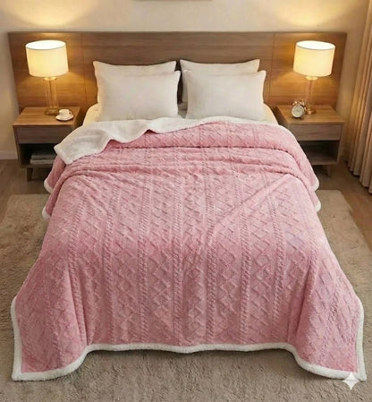 Manta Cama de Borrego 210x230 cm – Manta Doble Cara Franela y Sherpa, 100% Poliéster, Súper Suave y Muy Caliente para Invierno