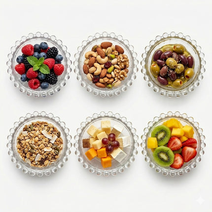 Set de 6 bowls de vidrio transparente de 10 cm con diseño de burbujas