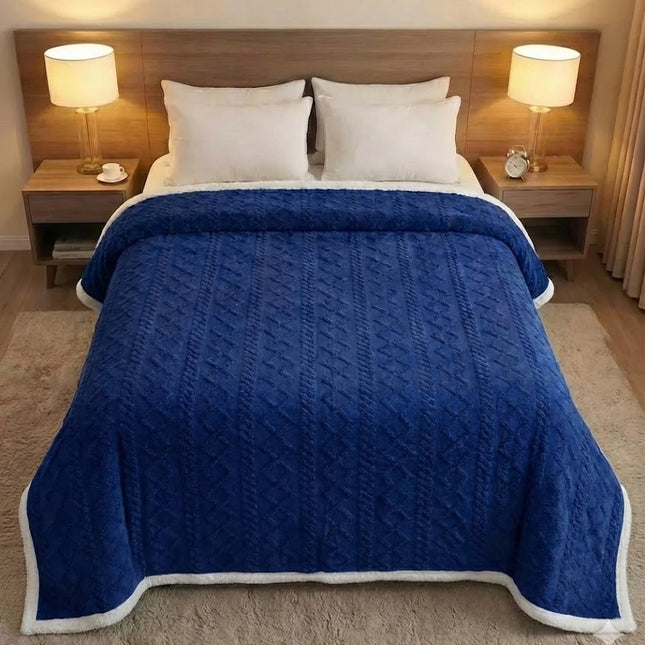 Manta de lã Sherpa 210x230 cm – Manta dupla face em flanela e sherpa, 100% poliéster, super macia e muito quente para o inverno.