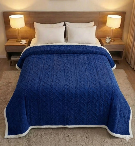 Manta Cama de Borrego 210x230 cm – Manta Doble Cara Franela y Sherpa, 100% Poliéster, Súper Suave y Muy Caliente para Invierno