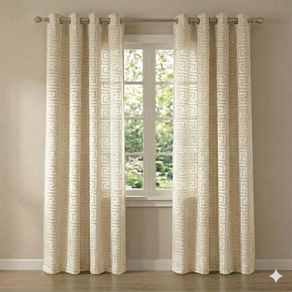 CORTINA MODELO VERSACE TRANSLÚCIDO 140 X 260 CM - COLOR CREMA