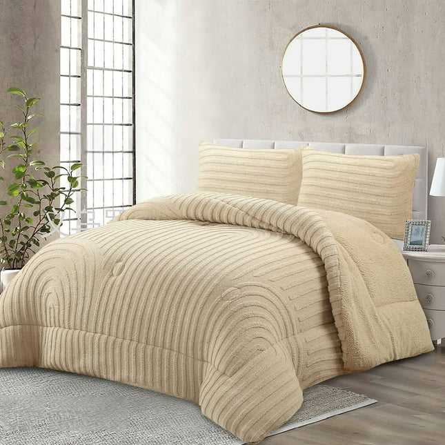 Curved Sheepskin Quilt – 230 x 250 cm – Beige