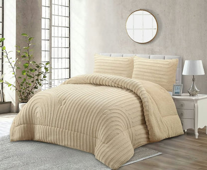 Edredón con Borrego Modelo Curvas – 230 x 250 cm - COLOR BEIGE