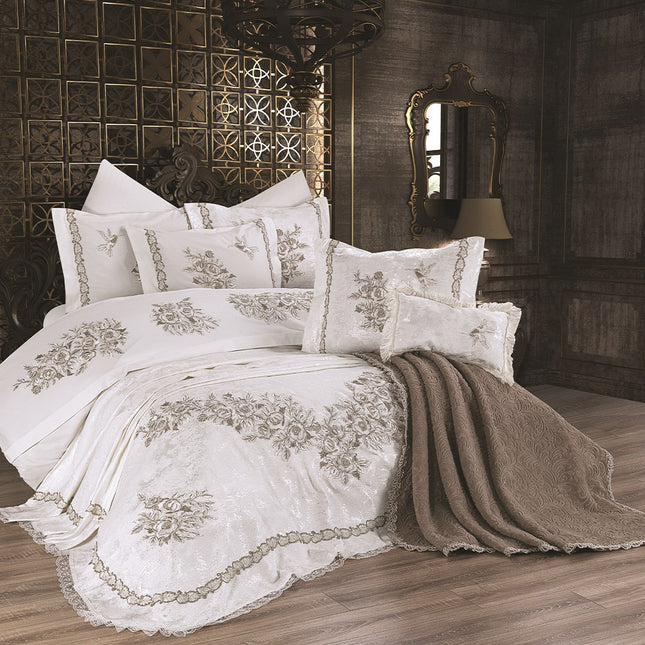 Cream Brown Mia 11pcs Quilt Set