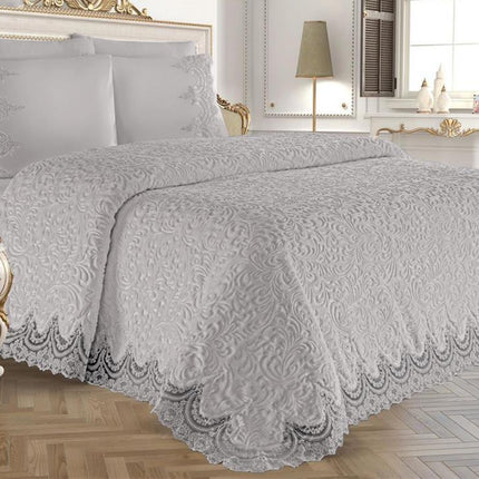 Turkish Gray Lace Blanket Set 6 Pieces