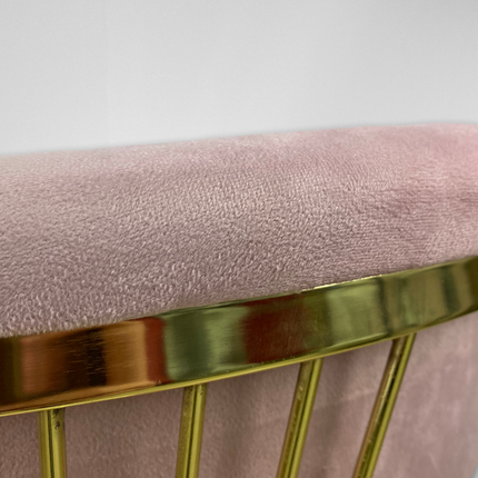 Cadeira de jantar de veludo rosa V02 PA, pernas de metal dourado